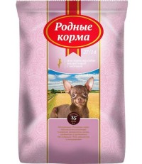 Родные корма сухой корм для взрослых собак малых пород с индейкой 10 кг. 